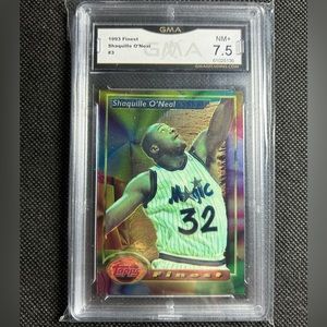 1993 Topps Finest #3 Shaquille O’Neal GMA 7.5 NM+ 2nd Year Heat Magic Lakers HOF